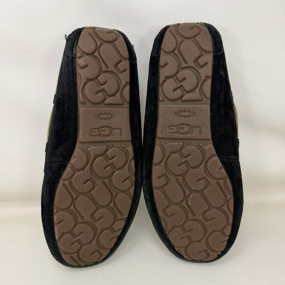 Ugg Dakota Shearling Lined Suede Slippers Moccasins Black Women’s Size 6 - Picture 6 of 6